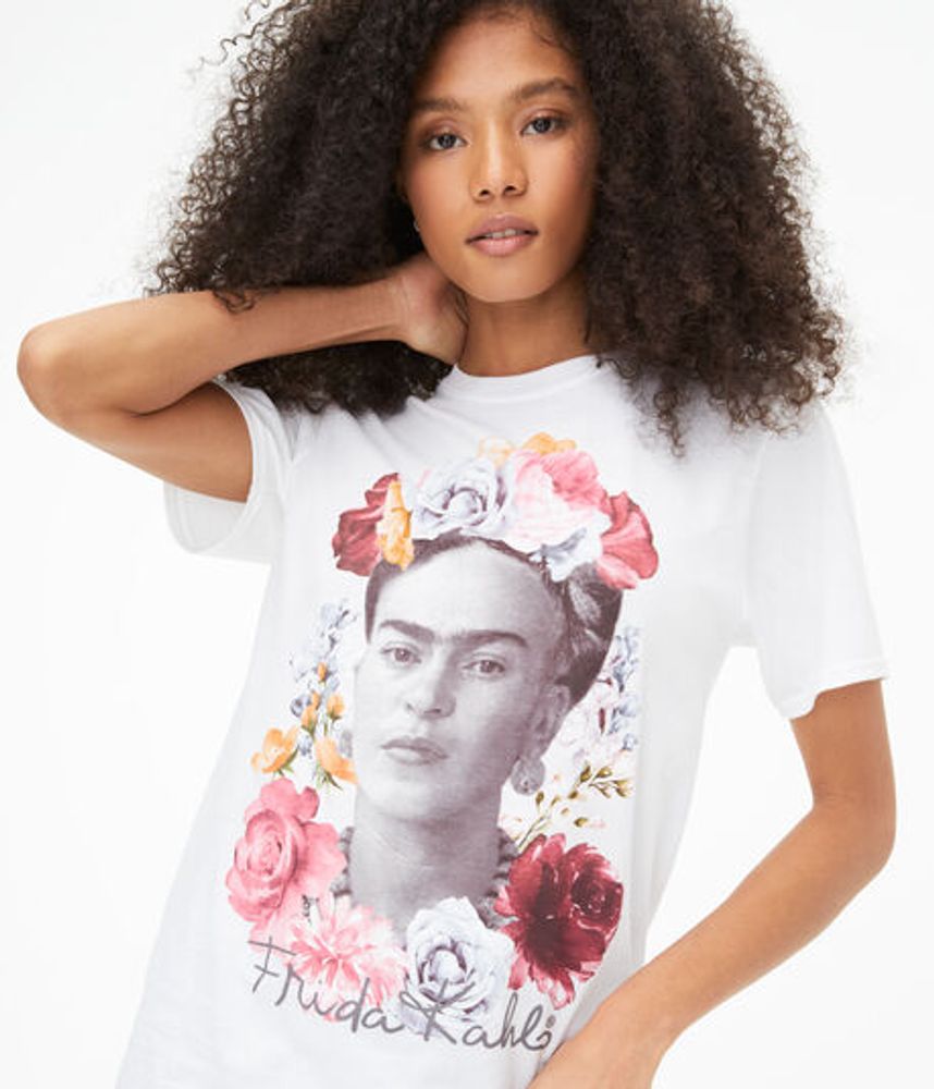 Frida Kahlo Rose Crown Boyfriend Graphic Tee