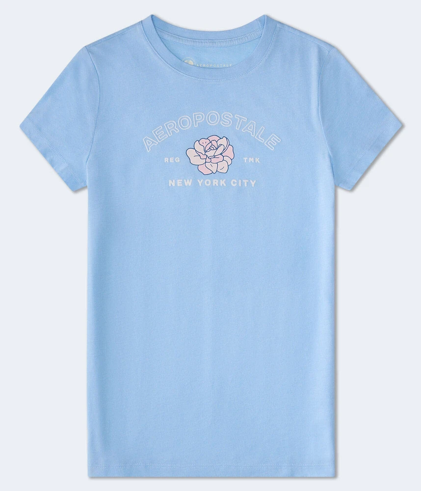 Aeropostale Floral Flocked Graphic Tee