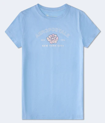 Aeropostale Floral Flocked Graphic Tee