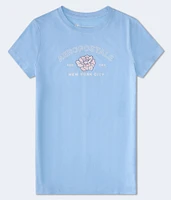 Aeropostale Floral Flocked Graphic Tee