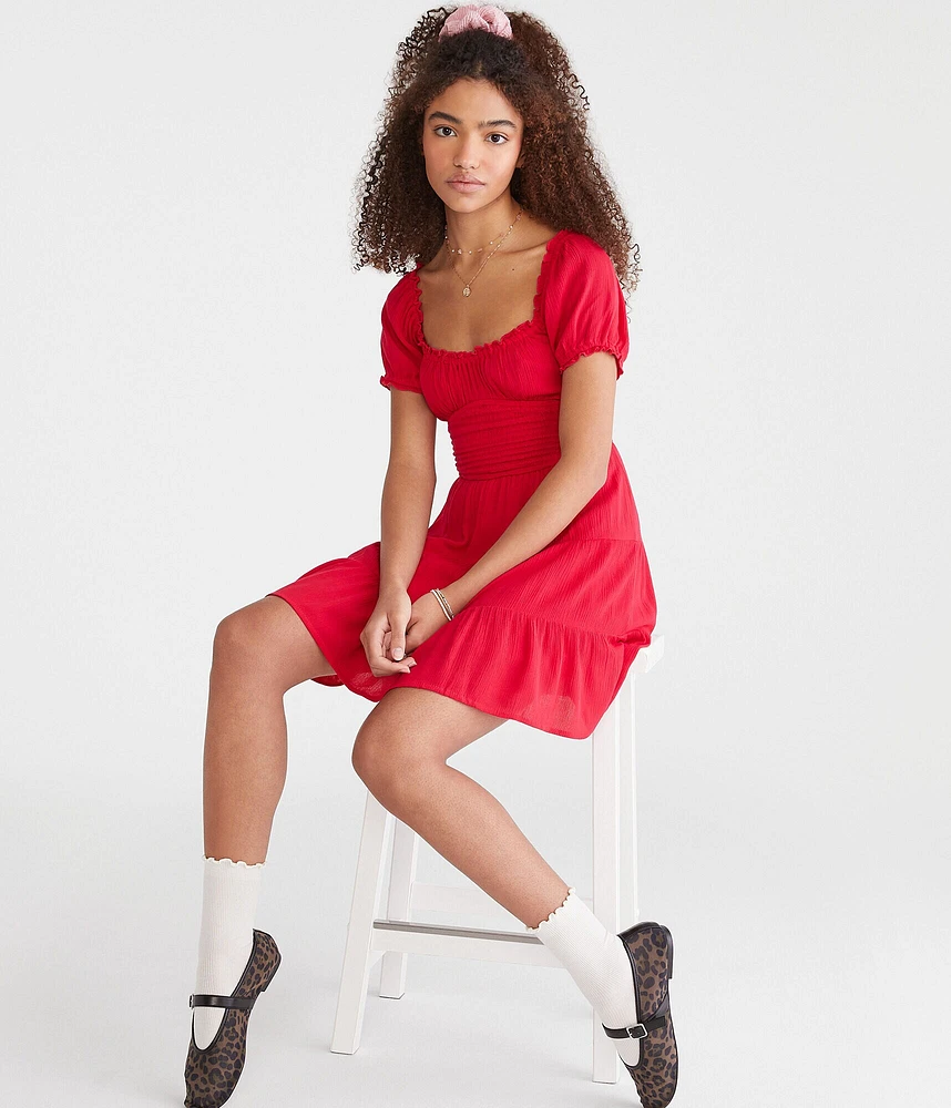 Solid Scoop-Neck Fit & Flare Dress