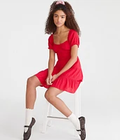 Solid Scoop-Neck Fit & Flare Dress