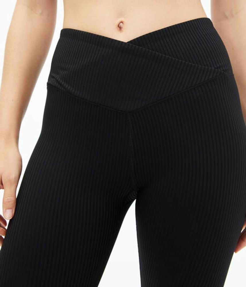 Ribbed High-Waisted Crossover Leggings