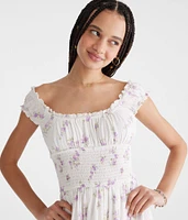 Floral Clip Dot Off-The-Shoulder Romper