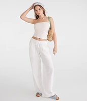 Gauze Wide Leg Drawstring Pants