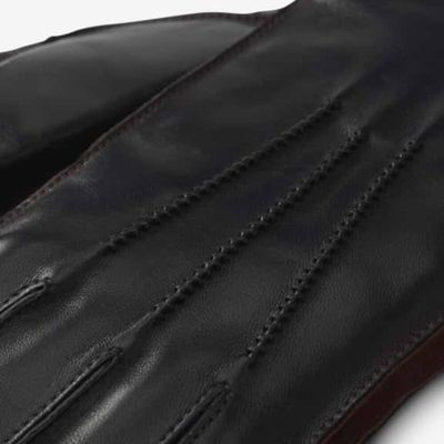 Mixed Leather Cashmere Lined Tech Gloves