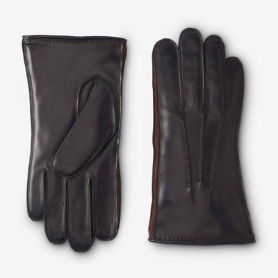 Mixed Leather Cashmere Lined Tech Gloves