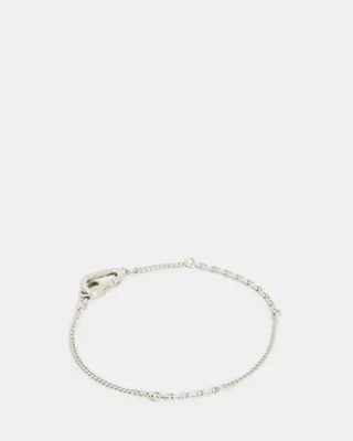 AllSaints Cyrus Curb Chain Sterling Silver Bracelet,, WARM SILVER, Size: One Size