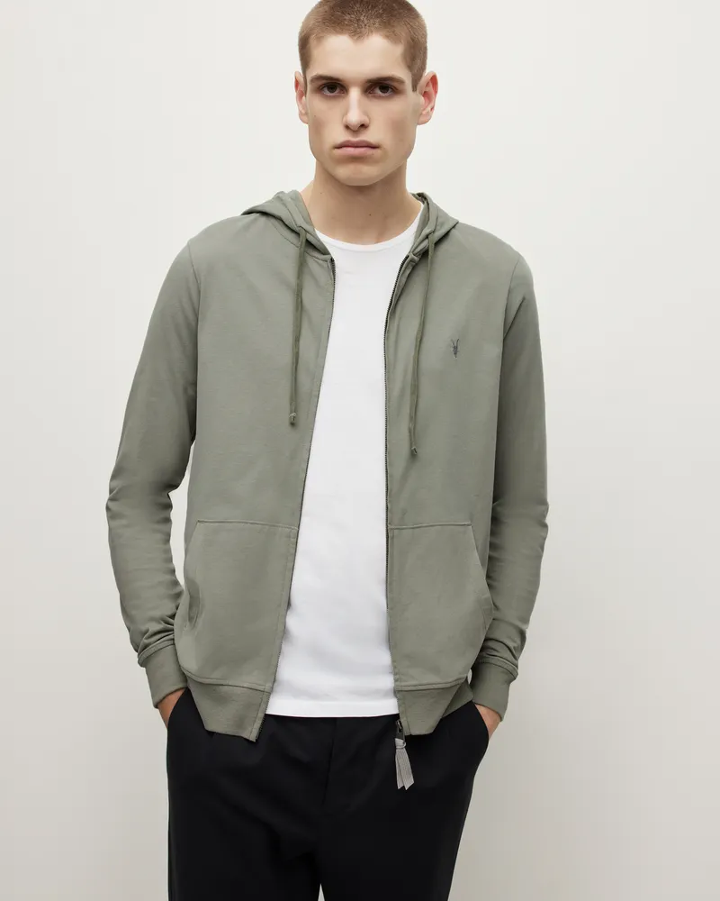 AllSaints Brace Brushed Cotton Zip Hoodie,, SOFT GREEN, Size: XS | Yorkdale  Mall