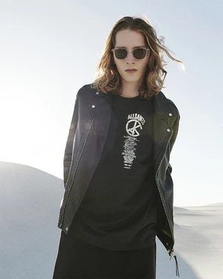 AllSaints Milo Asymmetric Zip Leather Biker Jacket,, Black, Size: