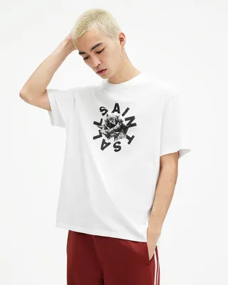 AllSaints Daized Logo Print Crew Neck T-Shirt,, Optic White, Size: XS