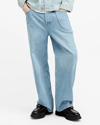 AllSaints Lenny Loose Fit Wide Leg Denim Jeans,, Size: