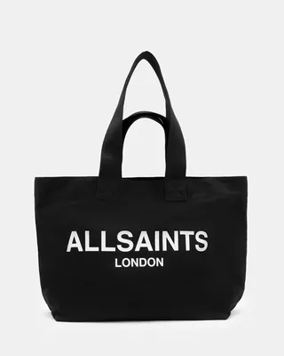 AllSaints Ali Logo Canvas Tote Bag,, Black, Size: One Size