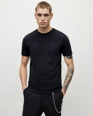 AllSaints Brace Contrast Brushed Cotton T-Shirt,, Black, Size: XS
