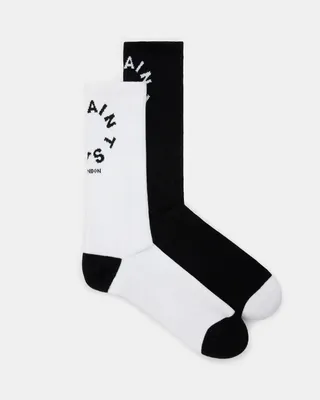AllSaints Tierra Logo Socks 2 Pack,, White, Size: