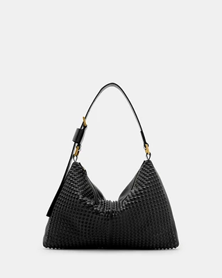 AllSaints Edbury Studded Leather Shoulder Bag,, Black, Size: One Size