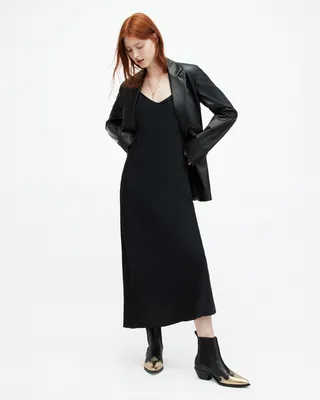 AllSaints Bryony V-Neck Midi Slip Dress,, Size: UK