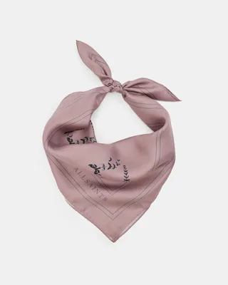 AllSaints Escalera Silk Heart Print Bandana,, BLUSH PINK, Size: One Size