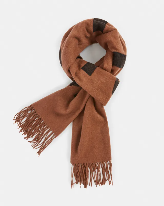 AllSaints Women's Anita Leopard Print Jacquard Scarf, Animal Brown