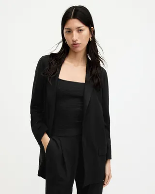 AllSaints Aleida Jersey Blazer,, Black, Size: