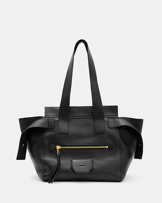 AllSaints Perez Leather Shoulder Tote Bag,, Black, Size: One Size