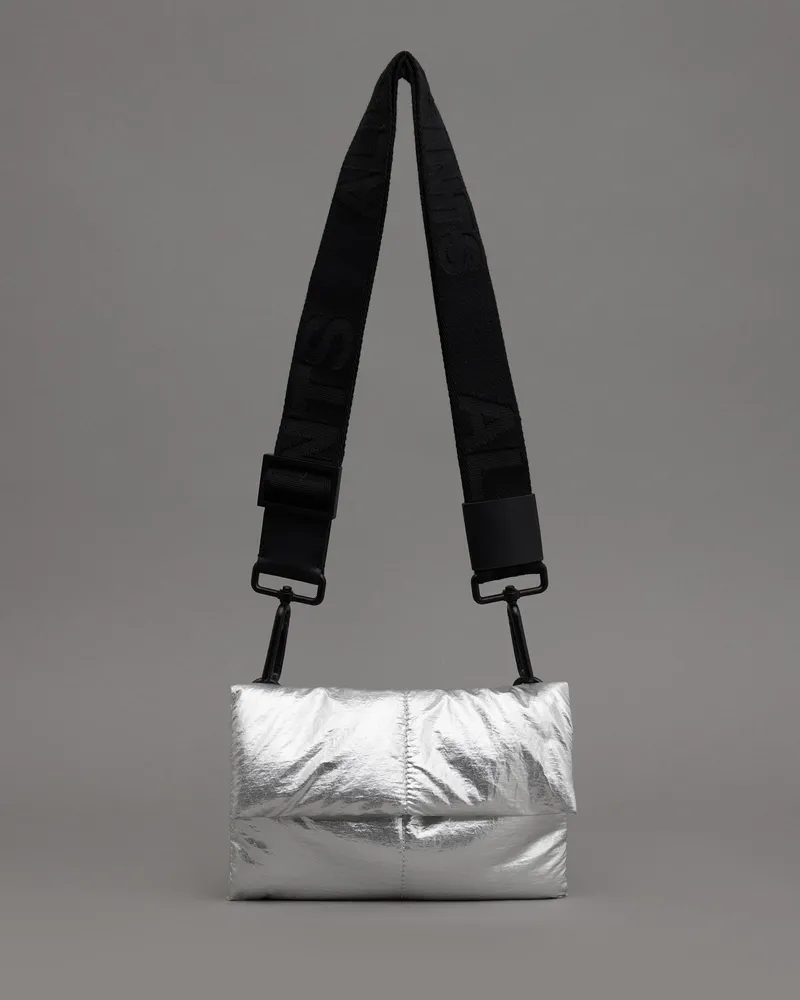 AllSaints Ezra Quilt Crossbody - Black/Silver