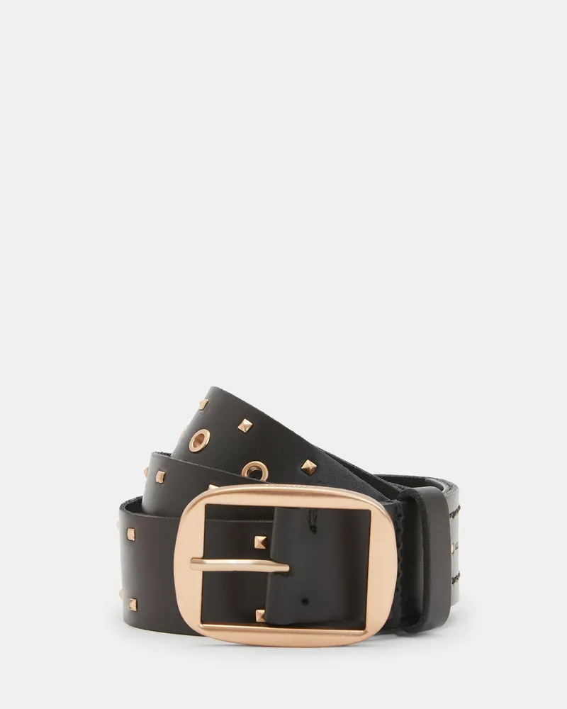 Erma Leather Bag Belt BLACK/WARM BRASS