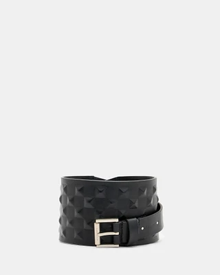 AllSaints Stevie Leather Studded Waist Belt,, Size: