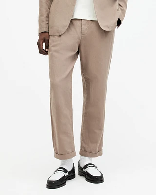 AllSaints Sainte Wide Tapered Leg Trousers,, Chestnut Brown, Size: