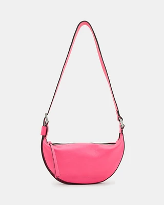 AllSaints Half Moon Leather Crossbody Bag,, Hot Pink, Size: One Size