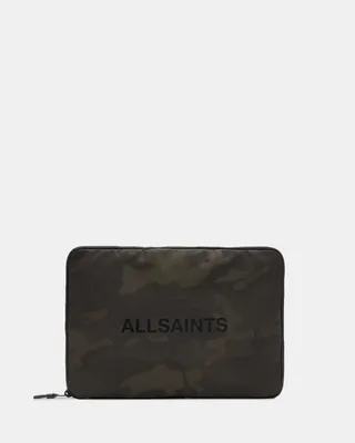 AllSaints Saff Camouflage Embossed Logo Laptop Case,, Camo Green, Size: One Size