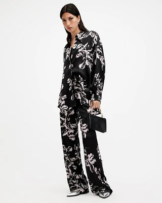 AllSaints Charli Relaxed Fit Silk Blend Shirt,, Size: UK