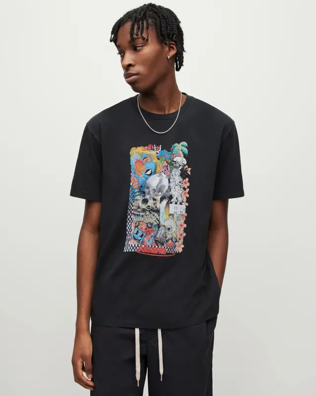 AllSaints Dimension Graphic Print Relaxed T-Shirt,, Washed Black, Size: XS