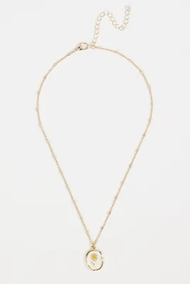Enamel Flower Pendant Choker Necklace