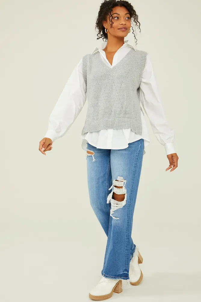 Kienna Layered Buttondown Sweater