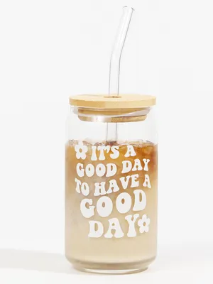 Good Day Glass Coffee Cup