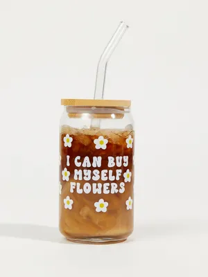 Buy Myself Flowers Latte Glass