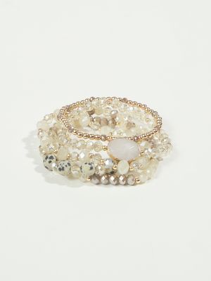 Dalmatian Glass Bead Stretch Bracelets
