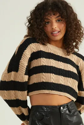 Jade Cropped Striped Sweater