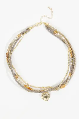 Layered Stone Bead Necklace