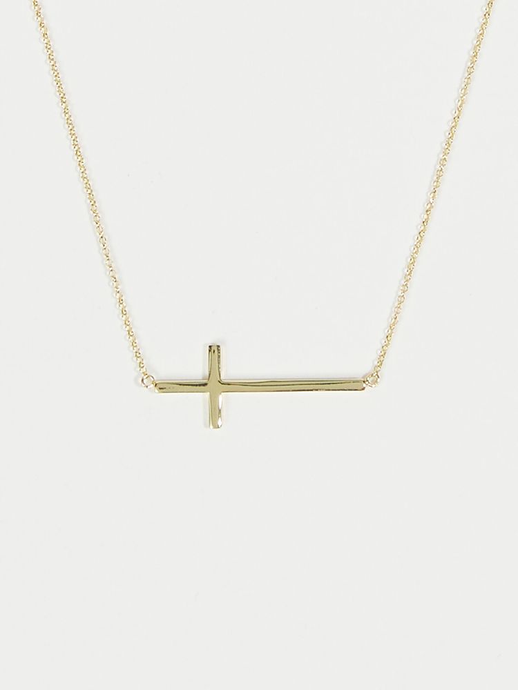 18K Gold Plated Sideways Cross Necklace