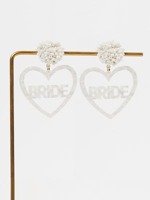 Beaded Bride Heart Earrings