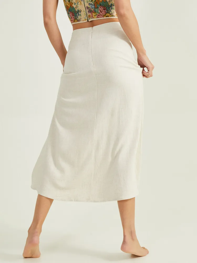 Ava Linen Midi Skirt