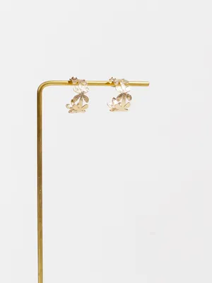 Worn Gold Textured Floral Hoop Earrings