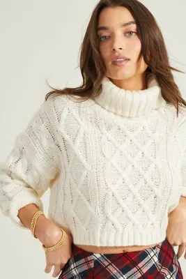 Oliver Cropped Cable Knit Sweater