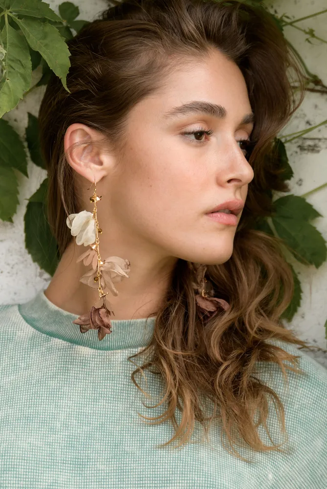 Linear Flower Ombre Statement Earrings