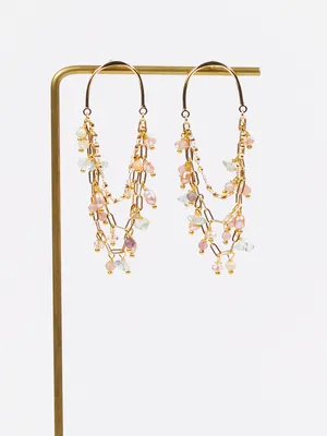 18K Gold Dipped Beaded Dangle Earrings