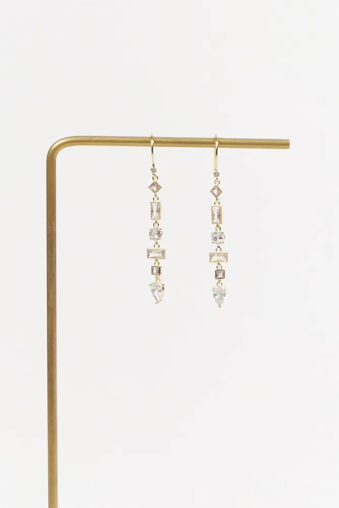 Linear Diamond Dangle Earrings