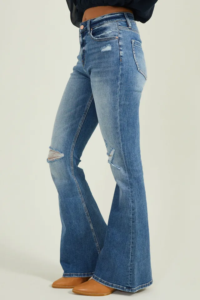 Francesca's Kyra Ripped Flare Jeans