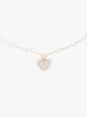 Dainty Bead Heart Necklace